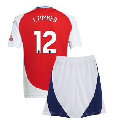 Arsenal Jurrien Timber #12 Primera Equipación Niños 2024-25 Manga Corta (+ Pantalones cortos)